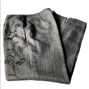 Norton McNaughton Petites Herringbone Floral Embroidered Pants Sz 14P
